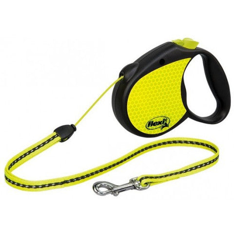 Lesa retractabila Flexi Neon Reflect Snur S 5M